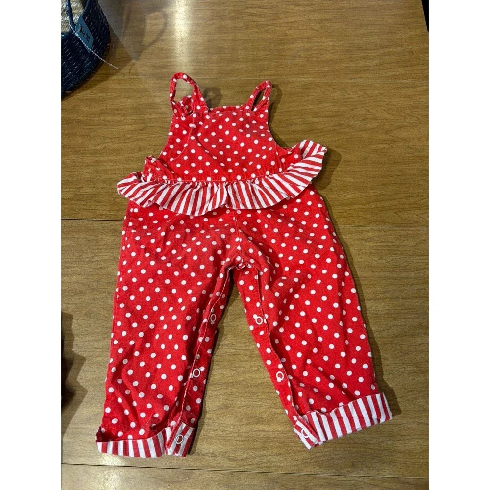 Vintage Polka Dot Overall Romper  9-12 Months